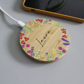 Personalised Bamboo Wireless Phone Charger For Her, 7 of 11