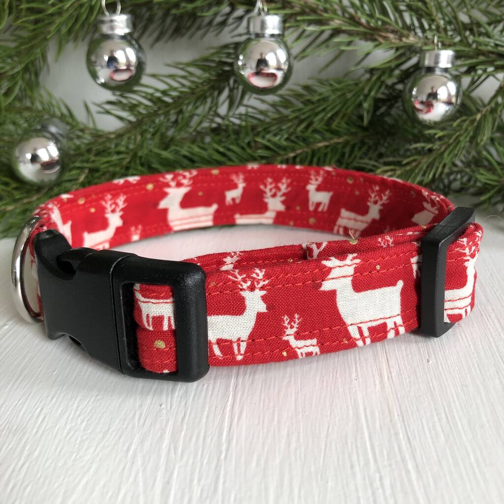 Red Stag Christmas Dog Collar By Charlie and Boo