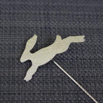 Sterling Silver Watercolour Baby Hare Pin, 3 of 4