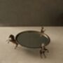 Round Brass Tray With Three Horse Base Mirrored Surface, thumbnail 5 of 6