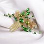 Green Hair Comb With Gold Leaves, thumbnail 2 of 5