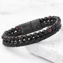 Personalised Men's Tigers Eye Leather And Bead Bracelet, thumbnail 1 of 5