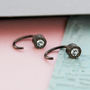 Black Oxidised Silver White Topaz Hoop Stud Earrings, thumbnail 1 of 3