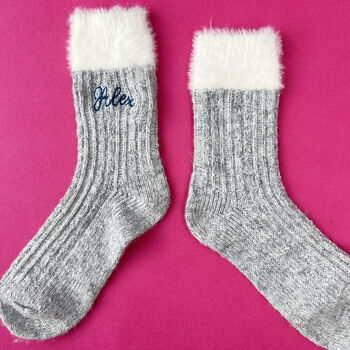 Embroidered Cosy Cuff Socks, 2 of 8