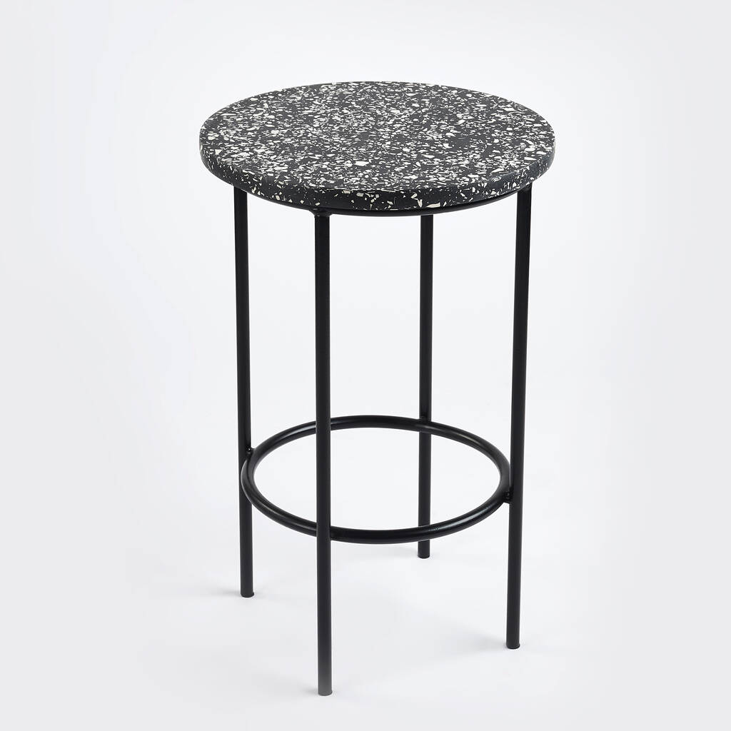 Black Terrazzo Side Table By Lime Lace