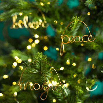 Peace, Believe, Magic Decorations Gold Set Of Three, 2 of 2