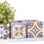 Portuguese Tiled Three Square Pots On Tray, thumbnail 5 of 11