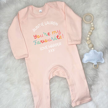 Auntie Is My Favourite Personalised Bright Babygrow, 3 of 6