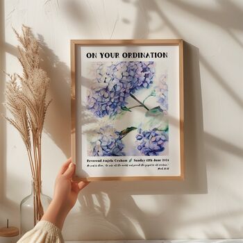Personalised Ordination Flowers Print Ordination Gift, 4 of 10