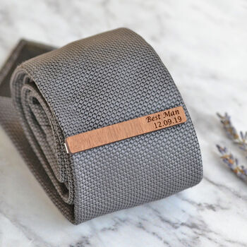 Personalised Groomsmen Wood Wedding Tie Clips, 3 of 8