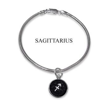 Zodiac Star Sign Sterling Silver And Leather Bracelet, 10 of 12