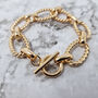 18k Gold Vermeil Plated Textured Paperclip Bracelet, thumbnail 3 of 5