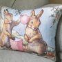 Christmas Bunny Hand Printed Decorative Cushion, thumbnail 3 of 4