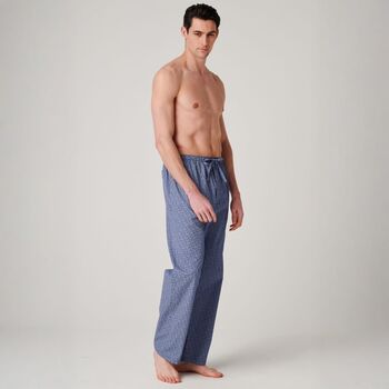 Men's 'Navy Paisley' Crisp Cotton Pyjama Trousers, 2 of 4
