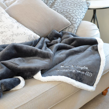 Personalised Dark Grey And White Super Soft Blanket, 4 of 9