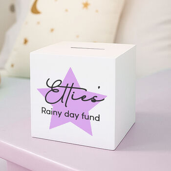 Personalised Pink Or Blue Star Wooden Money Box, 5 of 6