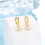 Sterling Silver Cz Marquise Crown Huggie Hoop Earrings, thumbnail 4 of 11
