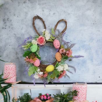 Large 43cm Easter Bunny Spring Easter Egg Wreath, 8 of 8