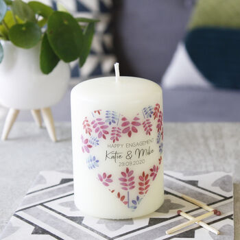 Floral Heart Happy Engagement Candle, 3 of 12