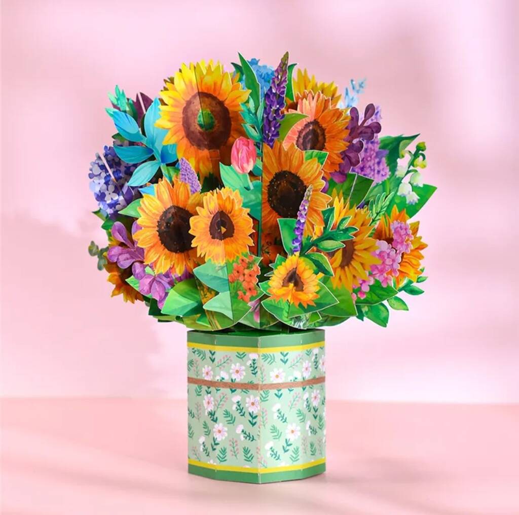 Pop Up 3D Card Bouquet Of Sunflowers, 1 of 3