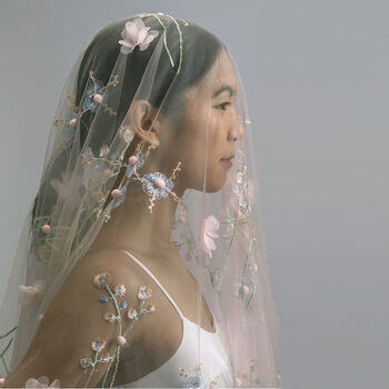 'Daisy' Delicate Floral Embroidered Wedding Veil, 3 of 6
