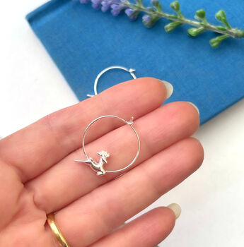 Sterling Silver Reindeer Christmas Hoop Earrings, 7 of 11