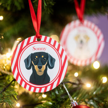 Personalised Dog Christmas Decoration Candy Cane Stripes, 10 of 10