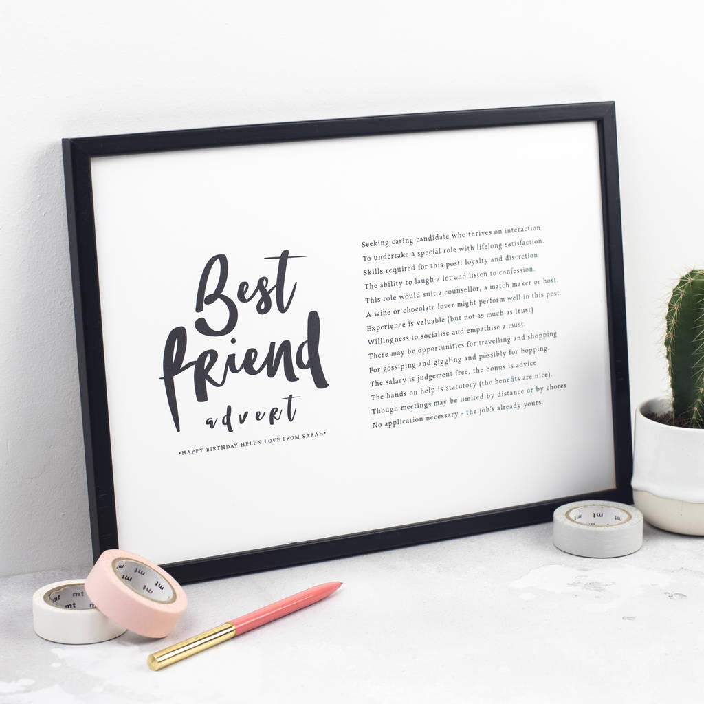 Best Friend Poem Print By Bespoke Verse | notonthehighstreet.com