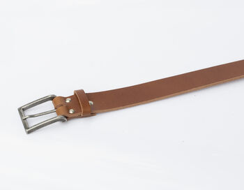 Handmade Tan Leather Belt Men's English Leather 35mm Wide, 9 of 10