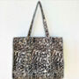 Tote Bag Cotton Leopard Print Quilted Beach Bag, thumbnail 2 of 6