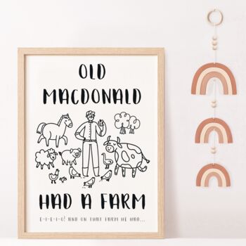 'Old Mac Donald Had A Farm' Nursery Rhyme Print, 4 of 5