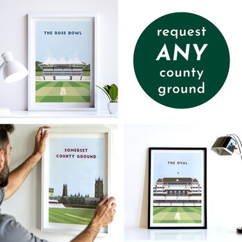 Contemporary County Cricket Ground Poster Gift, Framed Or Unframed, 2 of 9