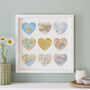 Wedding Anniversary Nine Map Hearts Wall Art Gift, thumbnail 1 of 12