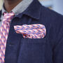 Mens Pink, White And Blue Lightning Bolt Pocket Square, thumbnail 1 of 5