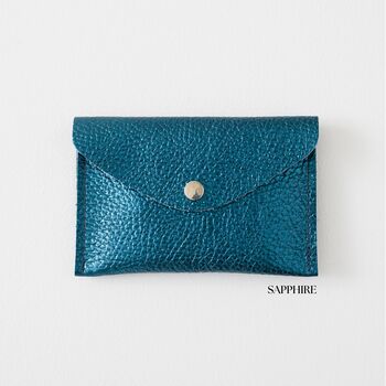 Blue Leather Coin And Card Envelope Purse, 6 of 8