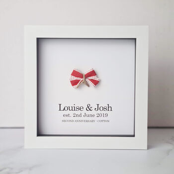 Personalised 2nd Anniversary Gift Handmade Cotton Bow, 2 of 9