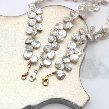 Keshi Pearl Clover Charm Bracelet, 9 of 12