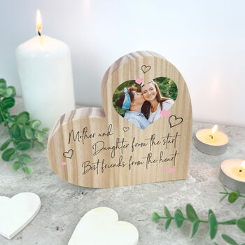 Personalised Mother And Daughter/Son Best Friends Photo Wooden Heart, 3 of 7
