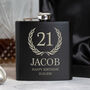 Personalised Black Birthday Crest Hip Flask – 18th 21st 30th Gift, thumbnail 2 of 8
