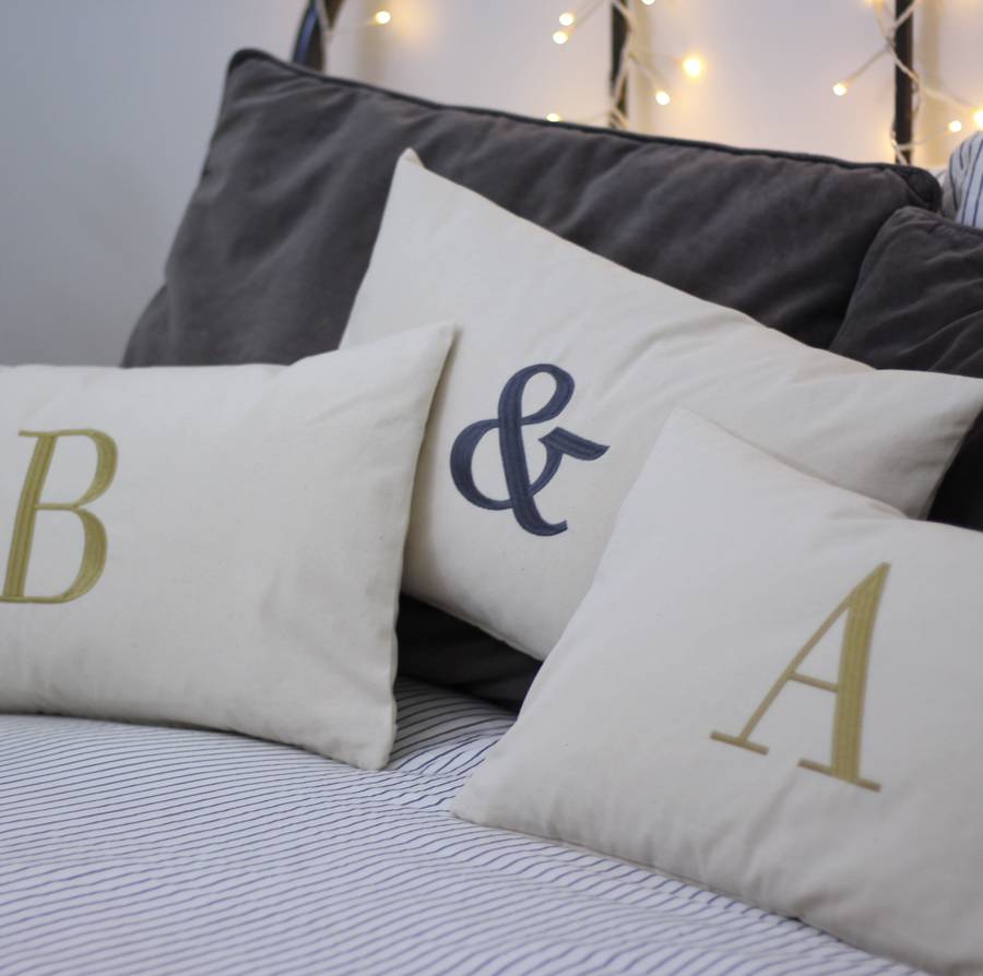 Pillows with 2025 initials embroidered