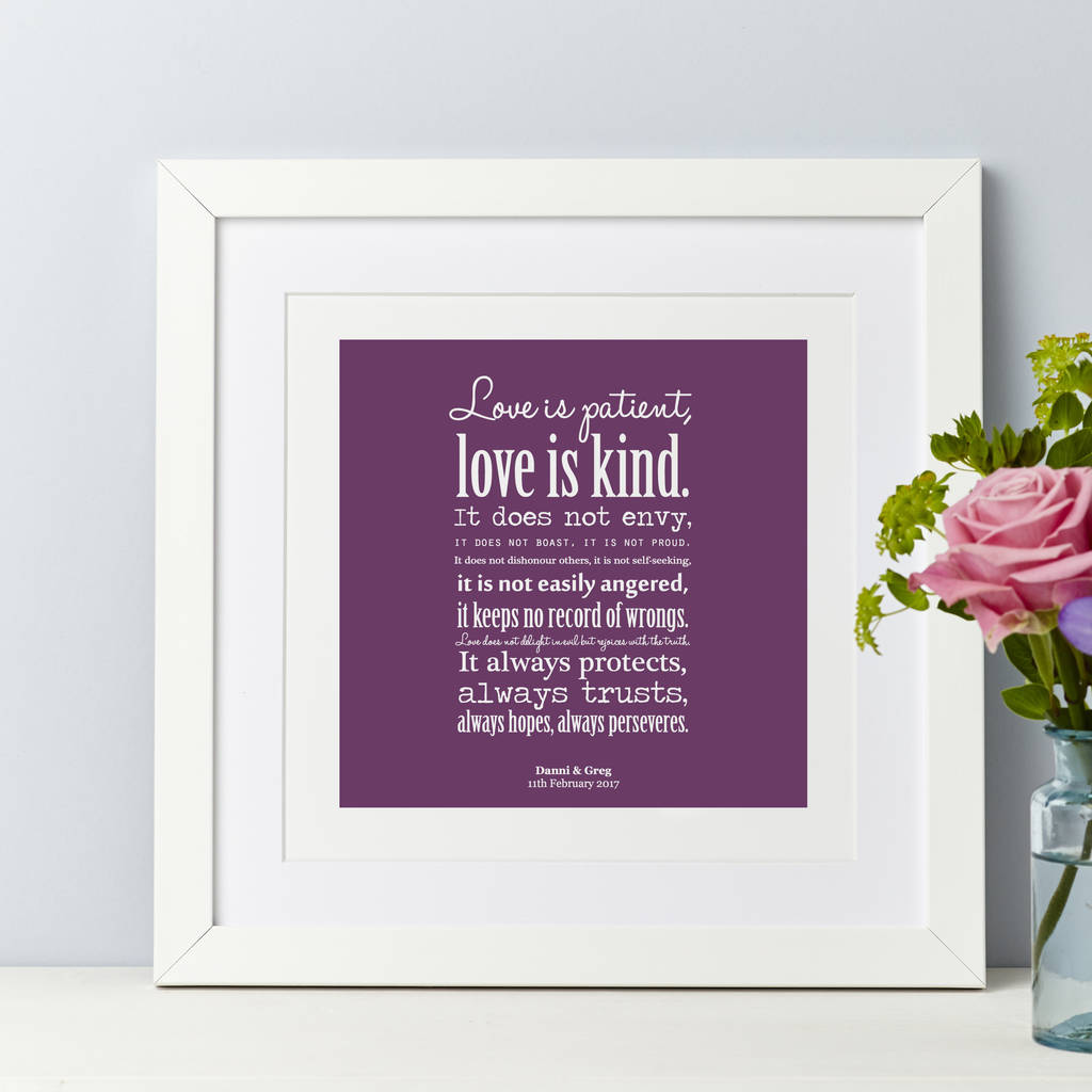 personalised 'love is patient' reading print by spotty n stripy ...