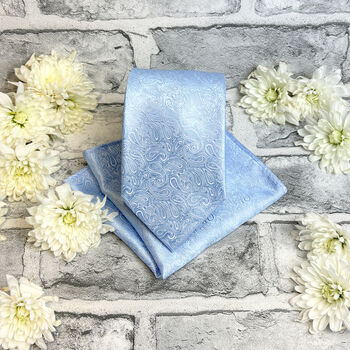 Cloudy Blue Paisley Wedding Tie Set, 3 of 6