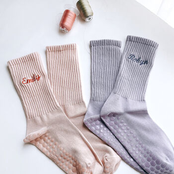 Custom Embroidered Name Yoga Pilates Socks, 4 of 12