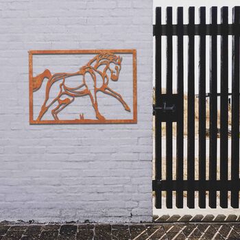Rusted Metal Horse In Frame Horse Wall Art, 10 of 10