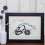 Personalised Bike Print On Hand Drawn Bespoke Map, thumbnail 1 of 11