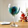 Peacock Feather Hand Painted Gin Glass, thumbnail 1 of 7