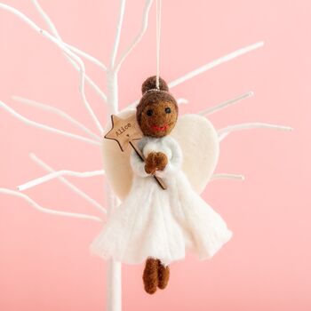 Personalised Felt Angel Christmas Tree Decoration, 3 of 7