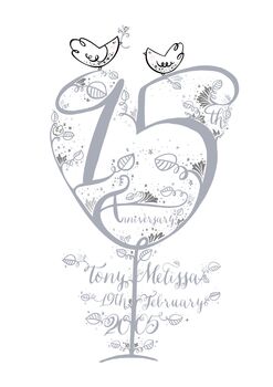 15th Wedding Anniversary Personalised Gift Print, 3 of 3