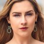 Black Onyx, Turquoise Gold Drop Earrings, thumbnail 2 of 6