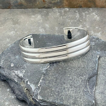 Ladies Three Line Cuff Bangle, 9 of 11